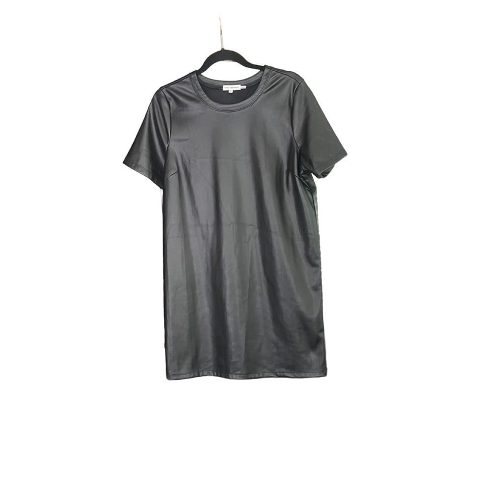 Good American vegan Leather Crewneck Short Sleeve T-Shirt  dress